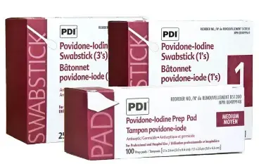 PDI Povidone-lodine Prep Pads and Swabsticks Image PDI Povidone-lodine Prep Pads and Swabsticks Image