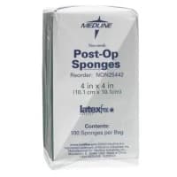 Medline #NON25442, GAUZE, SPONGE, POST-OP, 4"X4", NS, LF, 100/BG Image Medline #NON25442, GAUZE, SPONGE, POST-OP, 4"X4", NS, LF, 100/BG Image